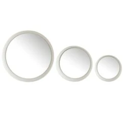 Set De 3 Miroirs Verre Et Métal Blanc Mat Ettis